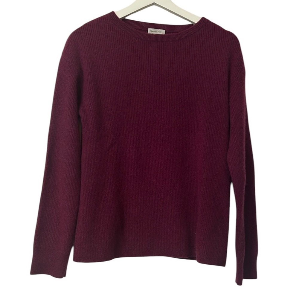 Garnet Hill 100% Cashmere Ribbed Crew Neck Sweater